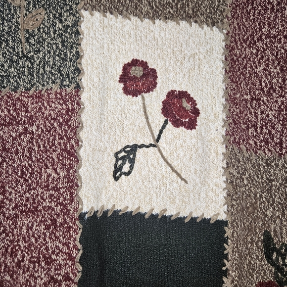 TanJay women's floral knit patchwork pullover sweater - Picture 8 of 10